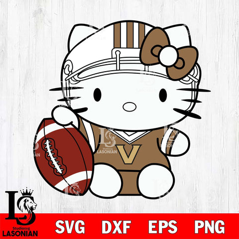 Vanderbilt Commodores Cute Hello Kitty Football 5 Svg Eps Dxf Png File, NCAA svg, Digital Download, Instant Download