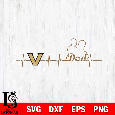 Vanderbilt Commodores Father Heart Beat Svg Eps Dxf Png File, Digital Download, Instant Download