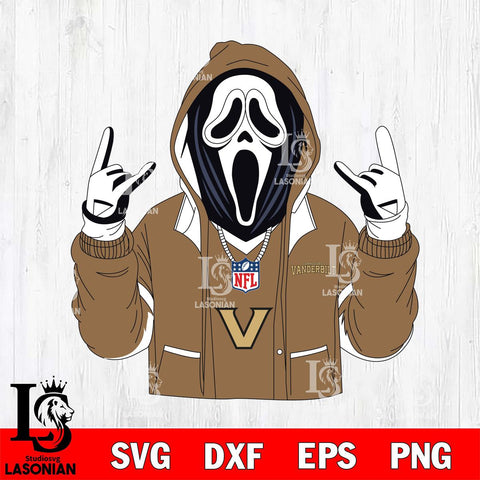 Vanderbilt Commodores Ghostface Scream Football Halloween Svg Eps Dxf Png File, NCAA svg, Digital Download, Instant Download