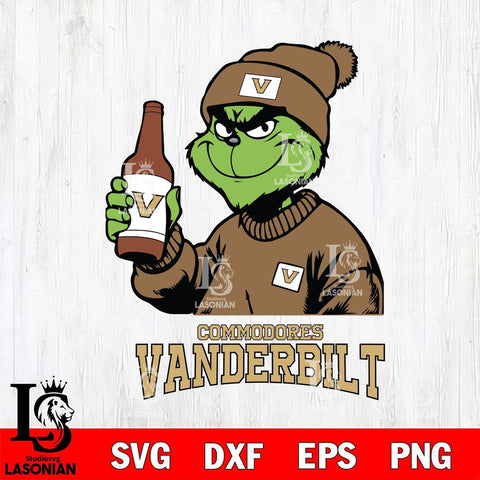 Vanderbilt Commodores Grinch Drinking Beer Christmas Cut Files Cricut, Svg Dxf Eps Png file, Digital download , Silhouette