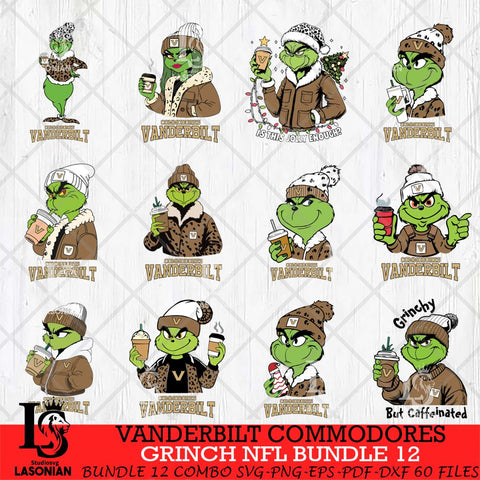 Vanderbilt Commodores Grinch NFL Bundle 12 SVG Eps Dxf Png File, Digital Download, Instant Download