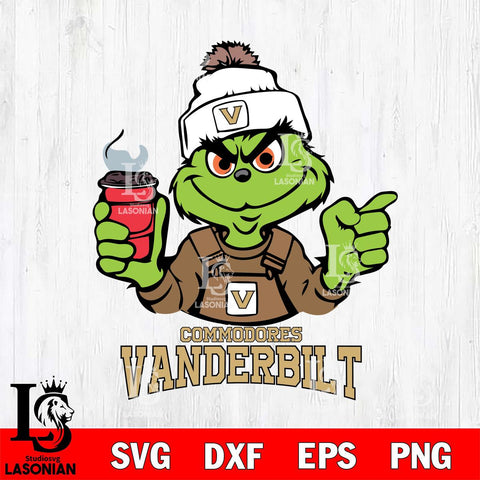 Vanderbilt Commodores Grinch with coffee Svg Eps Dxf Png File, Digital Download, Instant Download