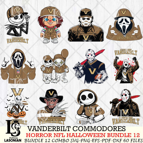 Vanderbilt Commodores Halloween Bundle 12 SVG Svg Eps Dxf Png File, NCAA bundle svg, Digital Download, Instant Download