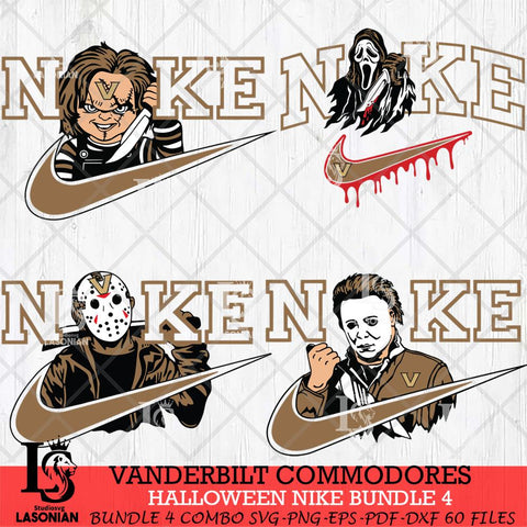 Vanderbilt Commodores Halloween Nike NCAA Bundle 4 Svg Eps Dxf Png File, Digital Download, Instant Download