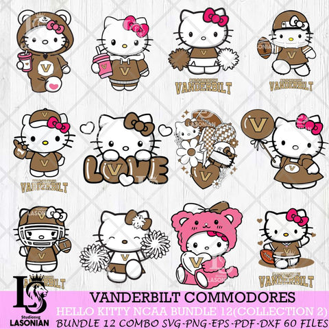 Vanderbilt Commodores Hello Kitty Bundle 12 SVG Svg Eps Dxf Png File, Digital Download, Instant Download