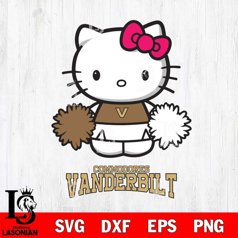 Vanderbilt Commodores Hello Kitty Cheerleader 2 Svg Eps Dxf Png File, Digital Download, Instant Download