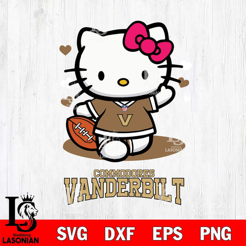 Vanderbilt Commodores Hello Kitty NCAA 3 Svg Eps Dxf Png File, Digital Download, Instant Download