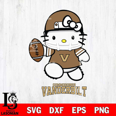 Vanderbilt Commodores Hello Kitty NCAA 4 Svg Eps Dxf Png File, Digital Download, Instant Download