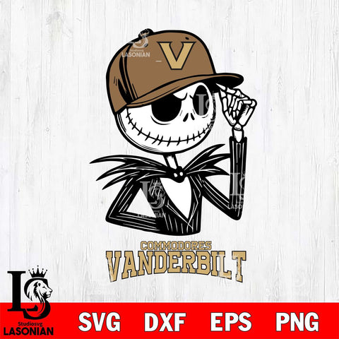 Vanderbilt Commodores Jack Skellington 3 Halloween Svg Eps Dxf Png File, NCAA svg, Digital Download, Instant Download