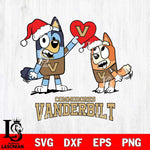 Vanderbilt Commodores Love Bluey Christmas Svg Eps Dxf Png File, Digital Download