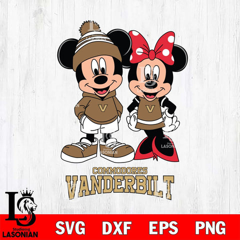 Vanderbilt Commodores Mickey Minnie Mouse Cute Football Svg Eps Dxf Png File, NCAA svg , File Cut , Digital Download , Instant Download, Cut Svg Files