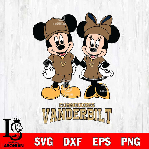 Vanderbilt Commodores Mickey Minnie Rugby Svg Eps Dxf Png File, NCAA svg , File Cut , Digital Download , Instant Download, Cut Svg Files