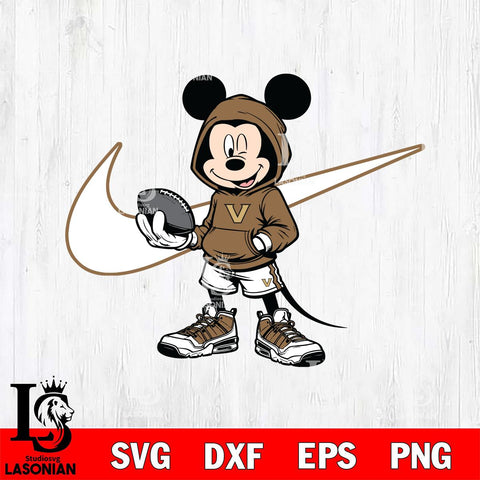 Vanderbilt Commodores Mickey Wearing Hoodie Sport Svg Eps Dxf Png File, NCAA svg, Digital Download, Instant Download