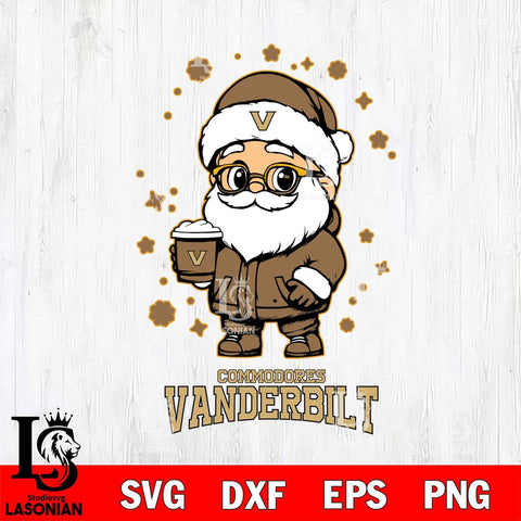 Vanderbilt Commodores Santa Claus Coffe Svg dxf eps png pdf file,NCAA svg,Digital Download,Cricut file