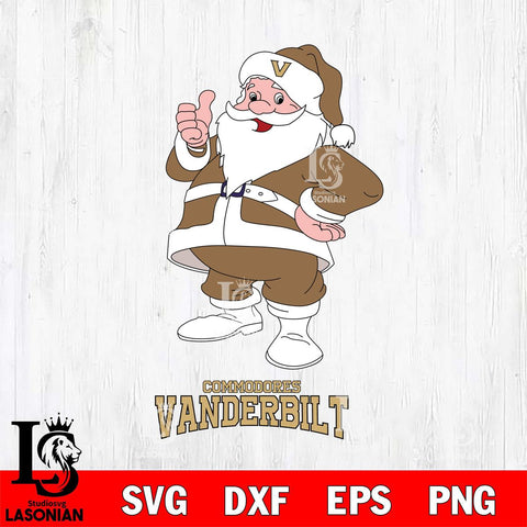 Vanderbilt Commodores Santa claus Svg dxf eps png pdf file,NCAA svg,Digital Download,Cricut file