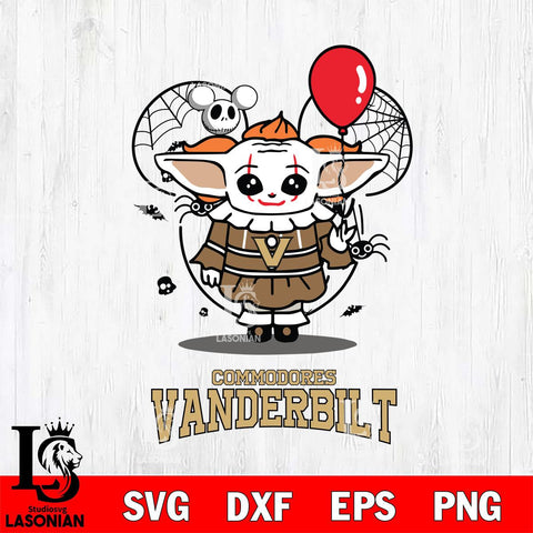 Vanderbilt Commodores Stitch Pennywise Halloween Svg Eps Dxf Png File, Digital Download, Instant Download