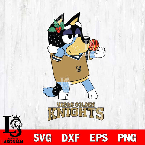 Vegas Golden Knights Christmas Bluey Bandit Heeler Svg, Christmas Svg , NHL svg , Digital Download, dxf eps png pdf file