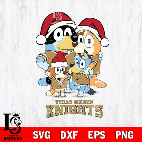 Vegas Golden Knights Christmas Bluey Family Sport Svg, Christmas Svg , NHL svg , Digital Download, dxf eps png pdf file