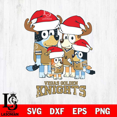 Vegas Golden Knights Christmas Bluey Santa Family Svg, Christmas Svg , NHL svg , Digital Download, dxf eps png pdf file