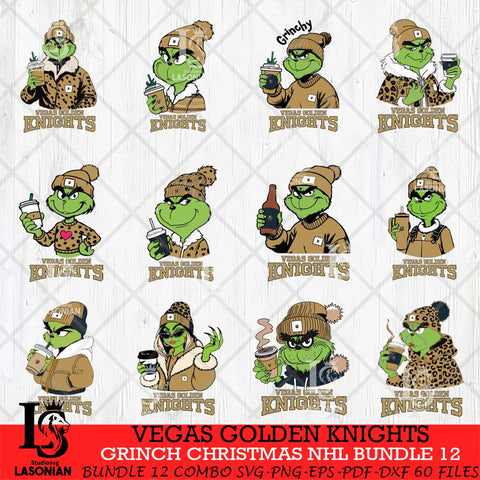 Vegas Golden Knights Grinch Christmas NHL Bundle 12 Cut Files, Cricut,Christmas Svg Dxf Eps Png file , Digital Download