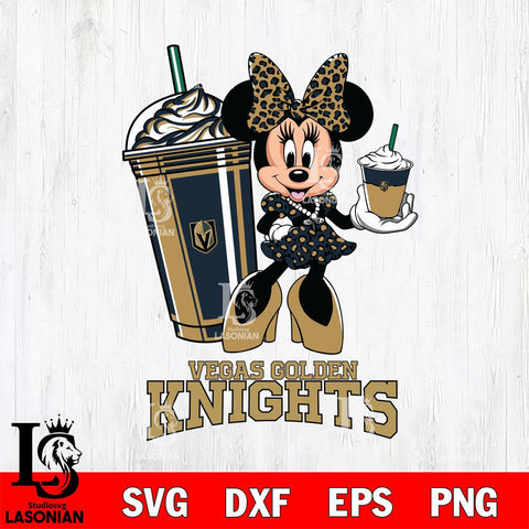 Vegas Golden Knights Minnie Mouse Fan And Coffee Svg Eps Dxf Png File, Digital Download, Instant Download