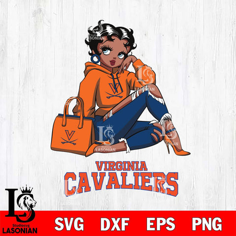 Virginia Cavaliers Awesome Black Fan Girl Betty Boop, Svg Eps Dxf Png File, Digital Download