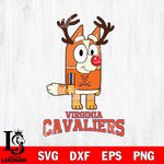 Virginia Cavaliers Bluey Chilli Christmas Deer Svg Eps Dxf Png File, Digital Download