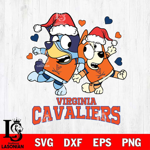 Virginia Cavaliers Bluey Christmas NFL Svg Eps Dxf Png File, Digital Download