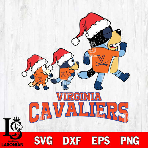 Virginia Cavaliers Bluey Family Christmas Svg Eps Dxf Png File, Digital Download