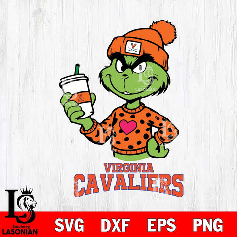 Virginia Cavaliers Boujee Grinch Heart Christmas Cut Files Cricut, Svg Dxf Eps Png file, Digital download , Silhouette