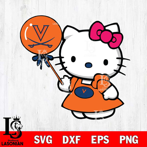 Virginia Cavaliers Cute Hello Kitty 2 Svg Eps Dxf Png File, Digital Download, Instant Download