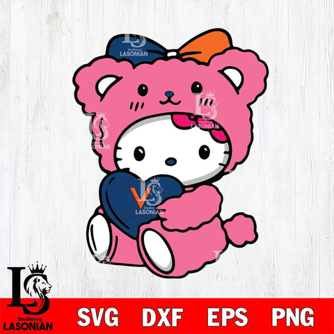 Virginia Cavaliers Cute Hello Kitty 3 Svg Eps Dxf Png File, Digital Download, Instant Download