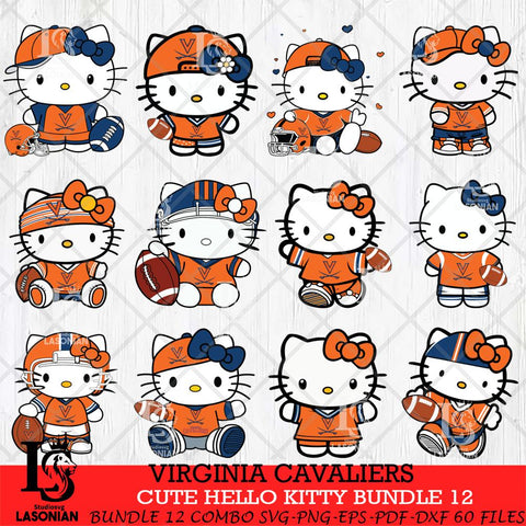 Virginia Cavaliers Cute Hello Kitty Bundle 12 SVG Eps Dxf Png File, NCAA Bundle svg, Digital Download, Instant Download