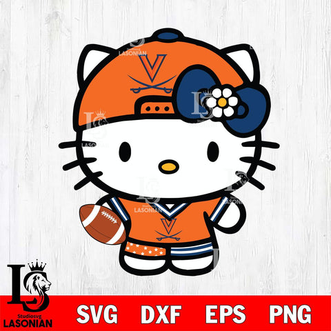 Virginia Cavaliers Cute Hello Kitty Football 10 Svg Eps Dxf Png File, NCAA svg, Digital Download, Instant Download