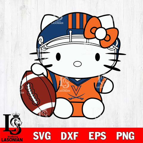 Virginia Cavaliers Cute Hello Kitty Football 5 Svg Eps Dxf Png File, NCAA svg, Digital Download, Instant Download