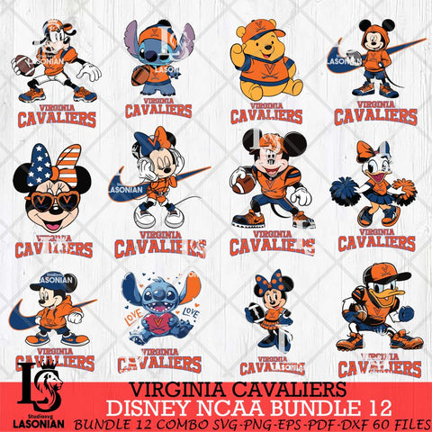 Virginia Cavaliers Disney NCAA Bundle Svg PNG 12 Svg Eps Dxf Png File, Digital Download