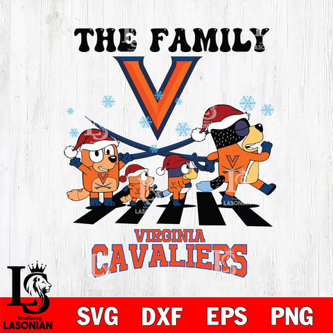 Virginia Cavaliers Family Bluey Christmas Svg Eps Dxf Png File, Digital Download