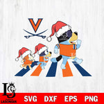 Virginia Cavaliers Family Bluey Walking Christmas Svg Eps Dxf Png File, Digital Download, Instant Download