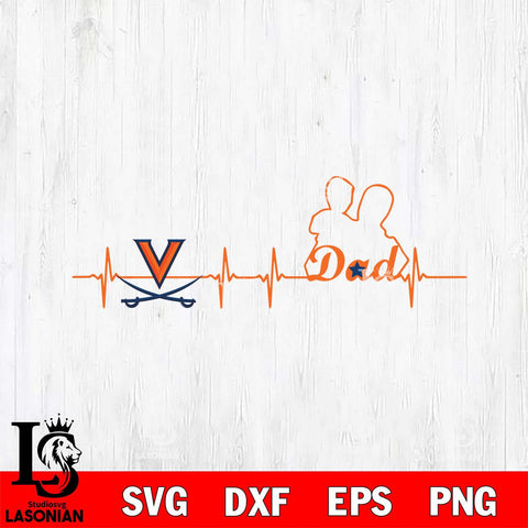 Virginia Cavaliers Father Heart Beat Svg Eps Dxf Png File, Digital Download, Instant Download