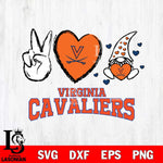 Virginia Cavaliers Gnomes Peace & Love Svg Eps Dxf Png File, Digital Download, Instant Download