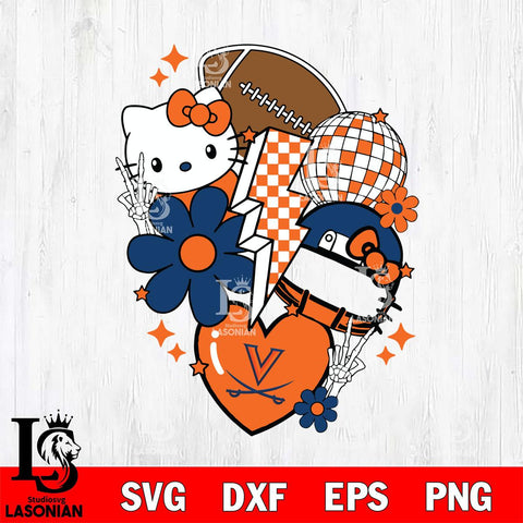 Virginia Cavaliers Hello Kitty NCAA 2 Svg Eps Dxf Png File, Digital Download, Instant Download