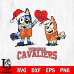 Virginia Cavaliers Love Bluey Christmas Svg Eps Dxf Png File, Digital Download