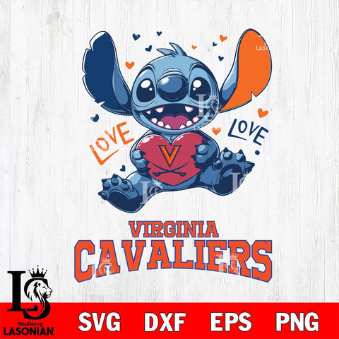 Virginia Cavaliers Love Stitch, Svg Eps Dxf Png File, Digital Download