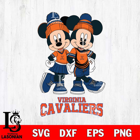 Virginia Cavaliers Mickey And Minnie Mouse Football Svg Eps Dxf Png File, NCAA svg , File Cut , Digital Download , Instant Download, Cut Svg Files