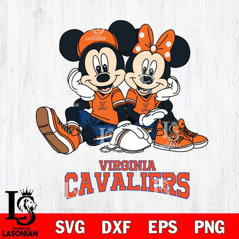 Virginia Cavaliers Mickey Minnie Mouse Football Sit Svg Eps Dxf Png File, NCAA svg , File Cut , Digital Download , Instant Download, Cut Svg Files