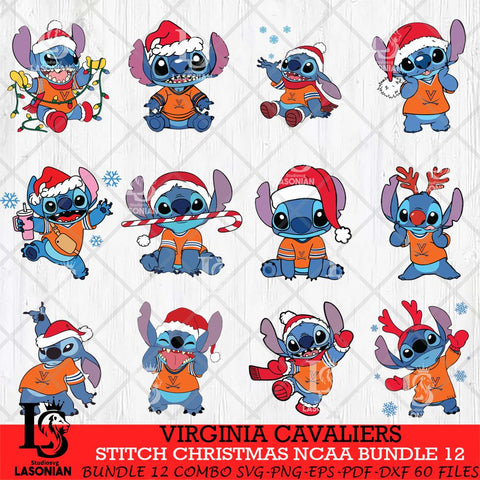 Virginia Cavaliers Stitch Christmas NCAA Bundle 12 Svg Eps Dxf Png File, Digital Download, Instant Download