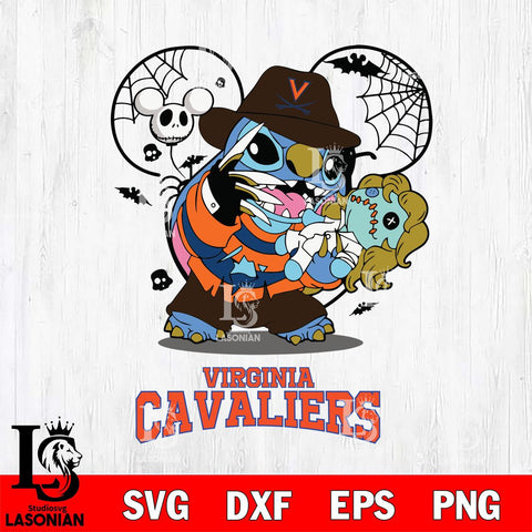 Virginia Cavaliers Stitch Freddy Krueger Halloween Svg Eps Dxf Png File, Digital Download, Instant Download