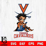 Virginia Cavaliers Style Black Fan Girl Betty Boop, Svg Eps Dxf Png File, Digital Download