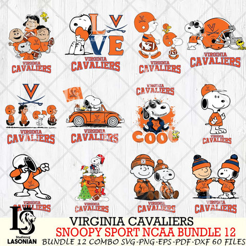 Virginia Cavaliers  Snoopy NCAA Bundle 12 SVG Svg Eps Dxf Png File, Digital Download