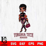 Virginia Tech Hokies Beautiful Black Fan Girl, Svg Eps Dxf Png File, Digital Download